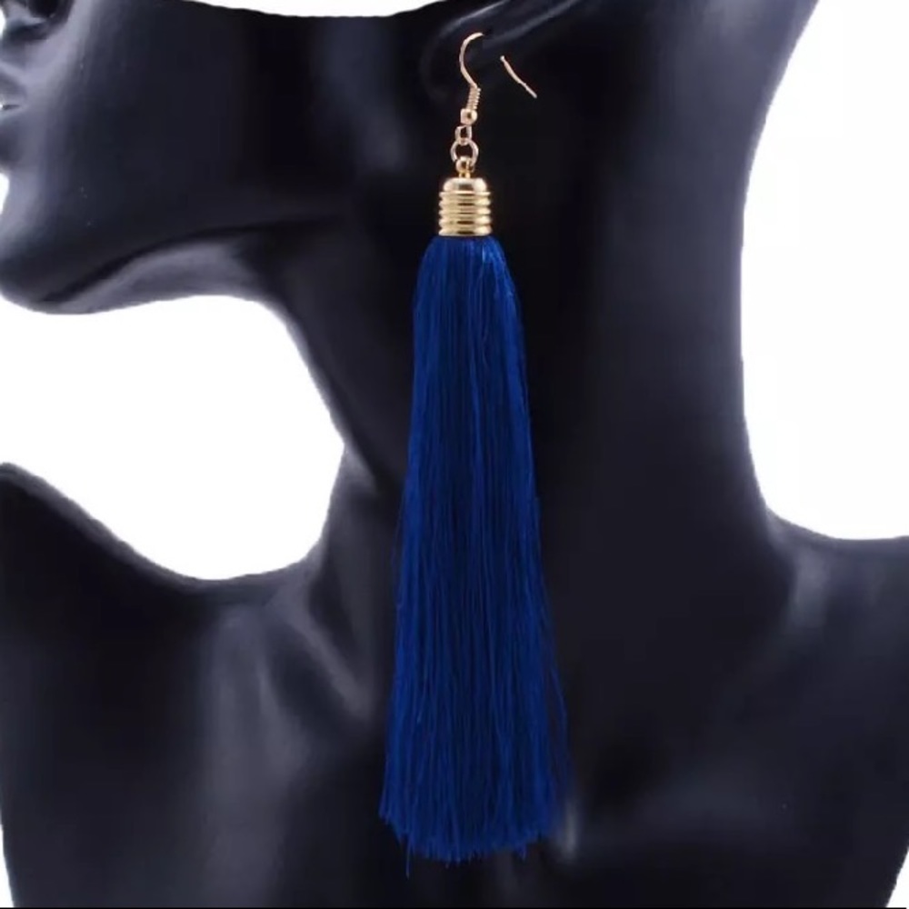 Purple Tassel Drop Earrings - Picture 7 of 7